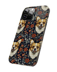 Floofy Corgi Blossom Blast Slim Phone Cases