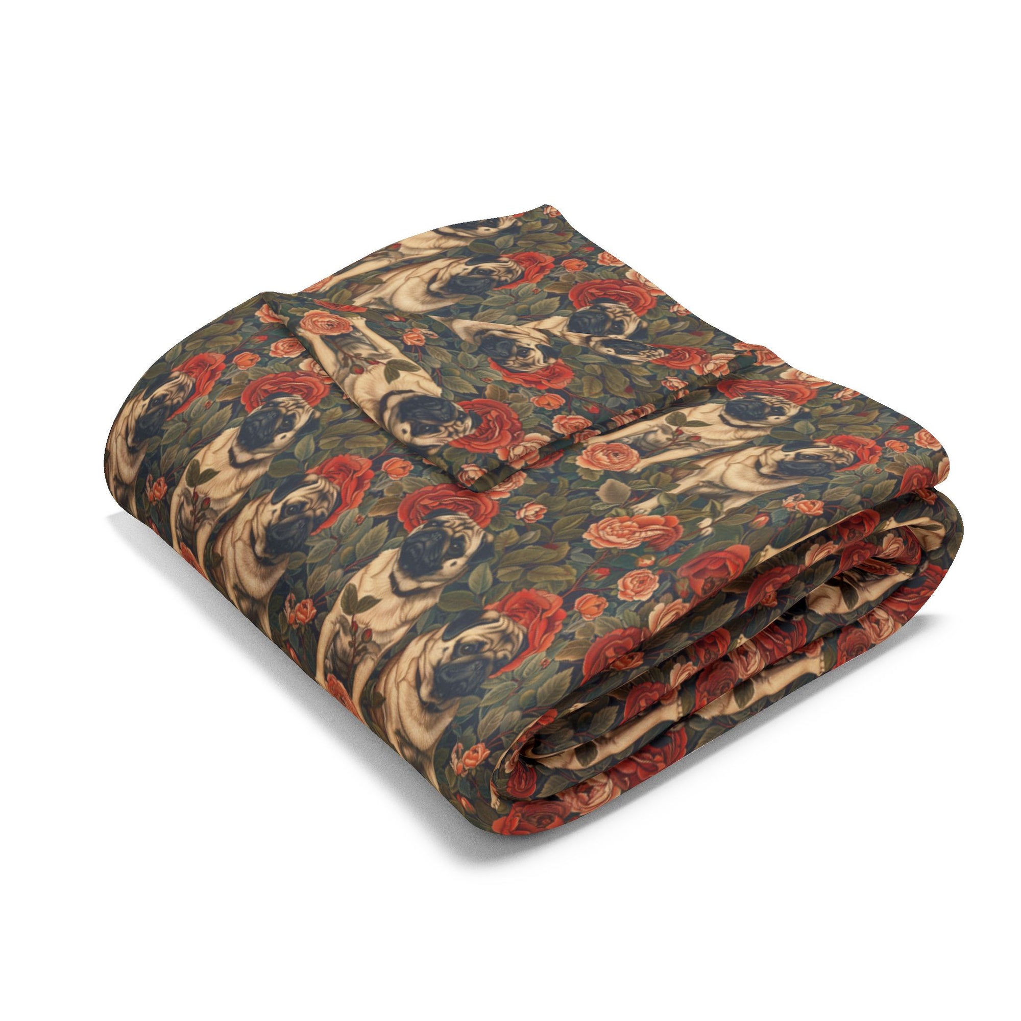 Blooming Pug Paradise Arctic Fleece Blanket