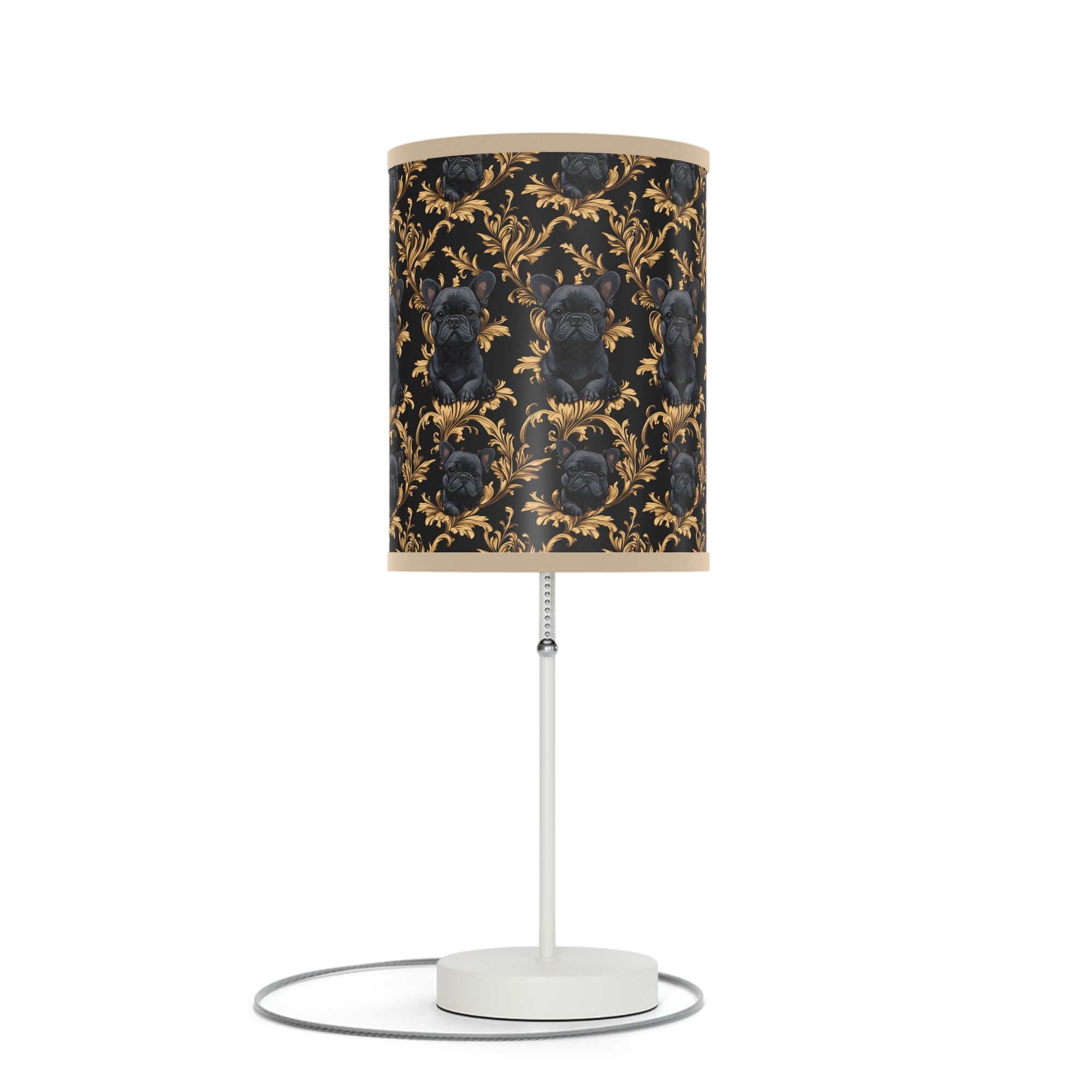 Regal Frenchie Noir Elegance Lamp on a Stand