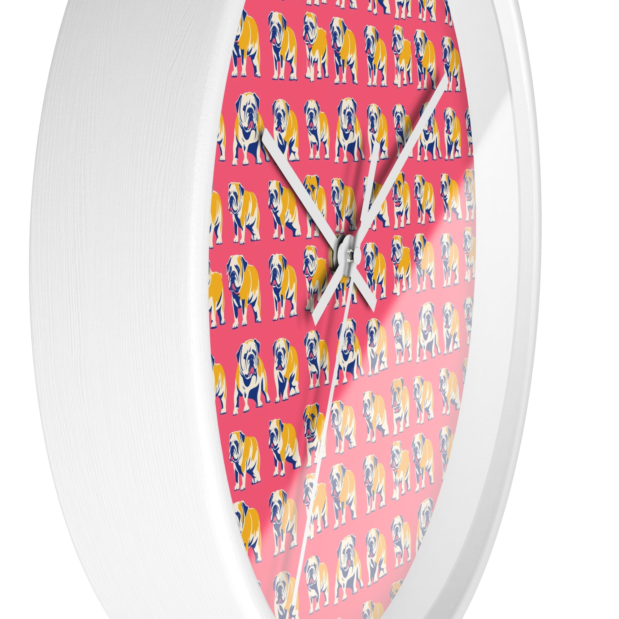 Bubblegum Glamour Bulldog Bouquet Wall Clock