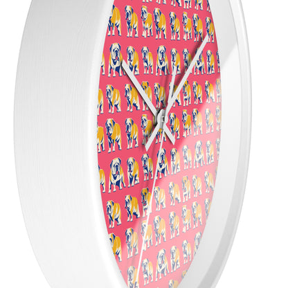 Bubblegum Glamour Bulldog Bouquet Wall Clock