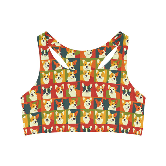 Corgi Chic Popart Pup Seamless Sports Bra