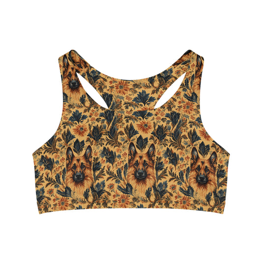 Autumnal German Shepherd Glamour Seamless Sports Bra