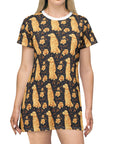 Golden Paws Floral Frenchie T-Shirt Dress