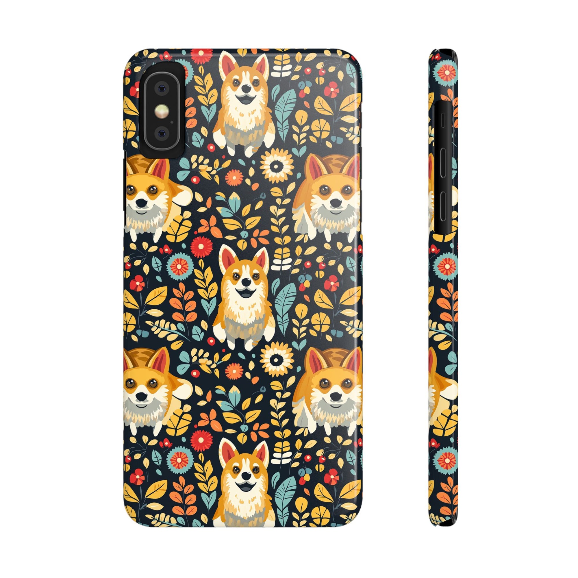 Corgi Rainbow Vine Dream Slim Phone Cases