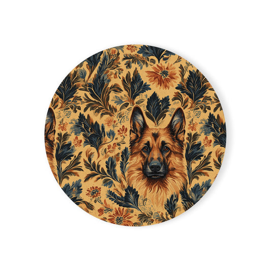 Autumnal German Shepherd Glamour Cork Back Coaster