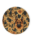 Autumnal German Shepherd Glamour Cork Back Coaster