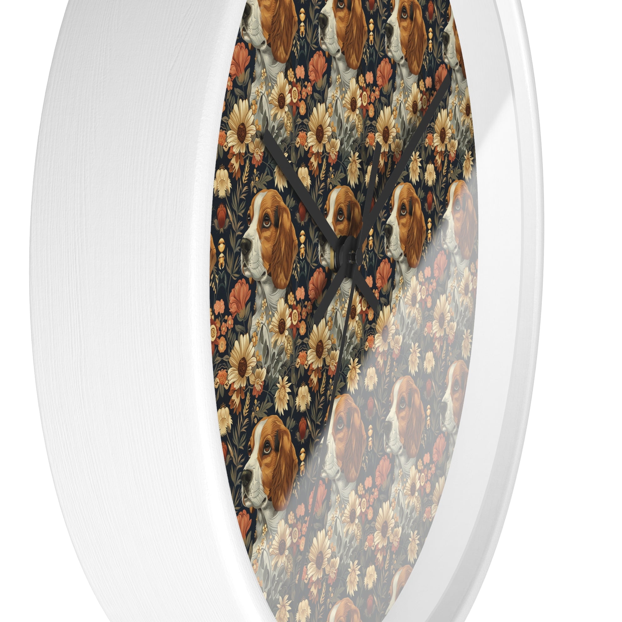 Beagle Blossoms Wall Clock