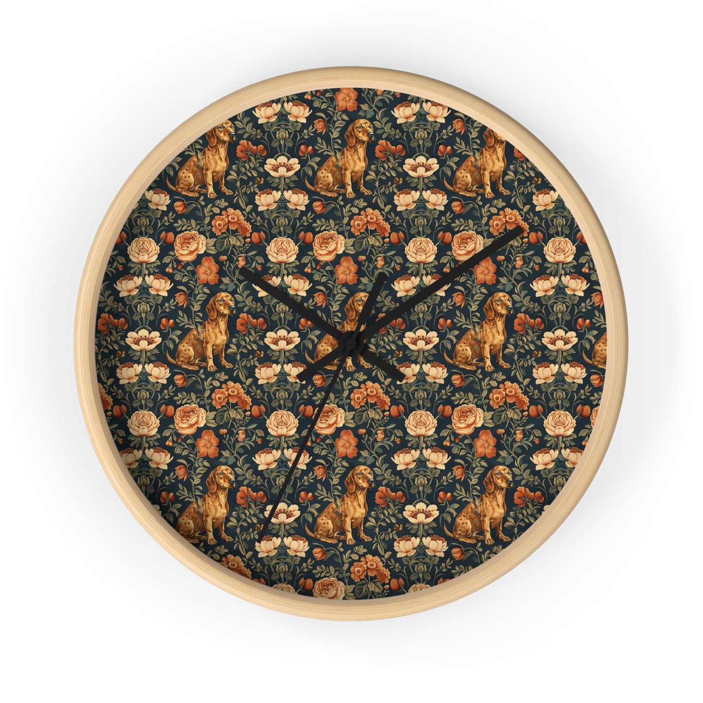 Dazzling Dachsund Blossoms & Foliage Wall Clock