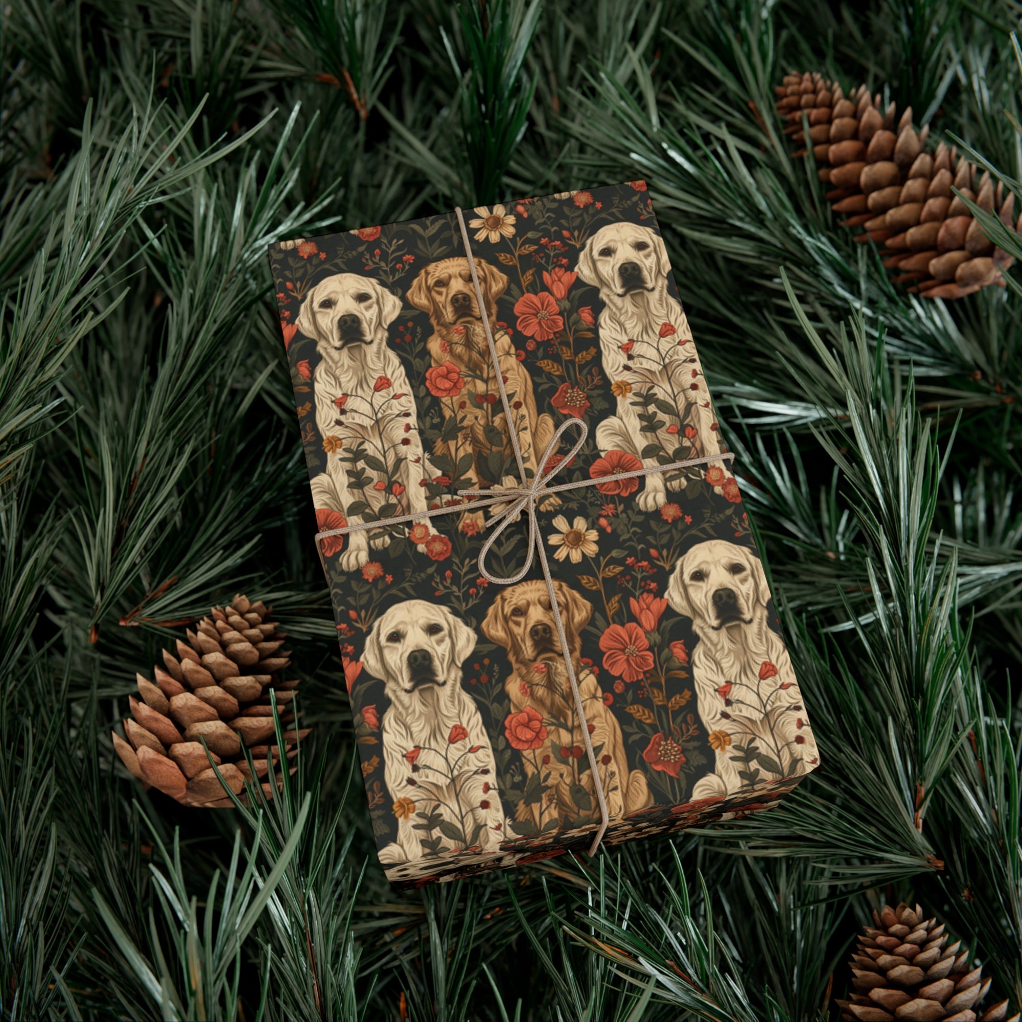 Blossoming Labradors Bouquet Gift Wrap Papers