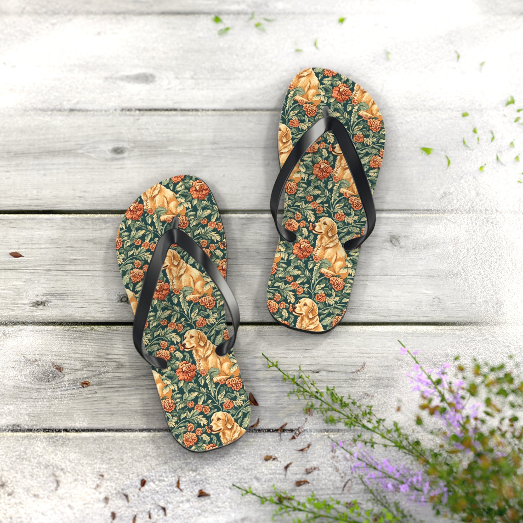 Blooming Goldie Glam Flip Flops