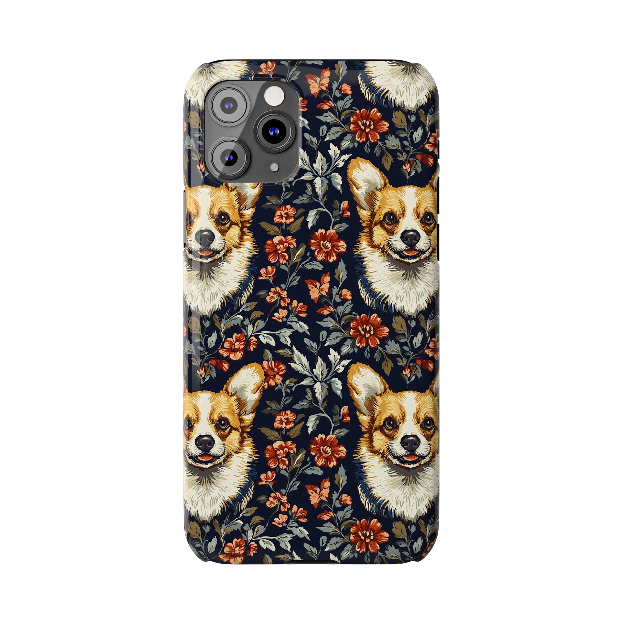 Floofy Corgi Blossom Blast Slim Phone Cases