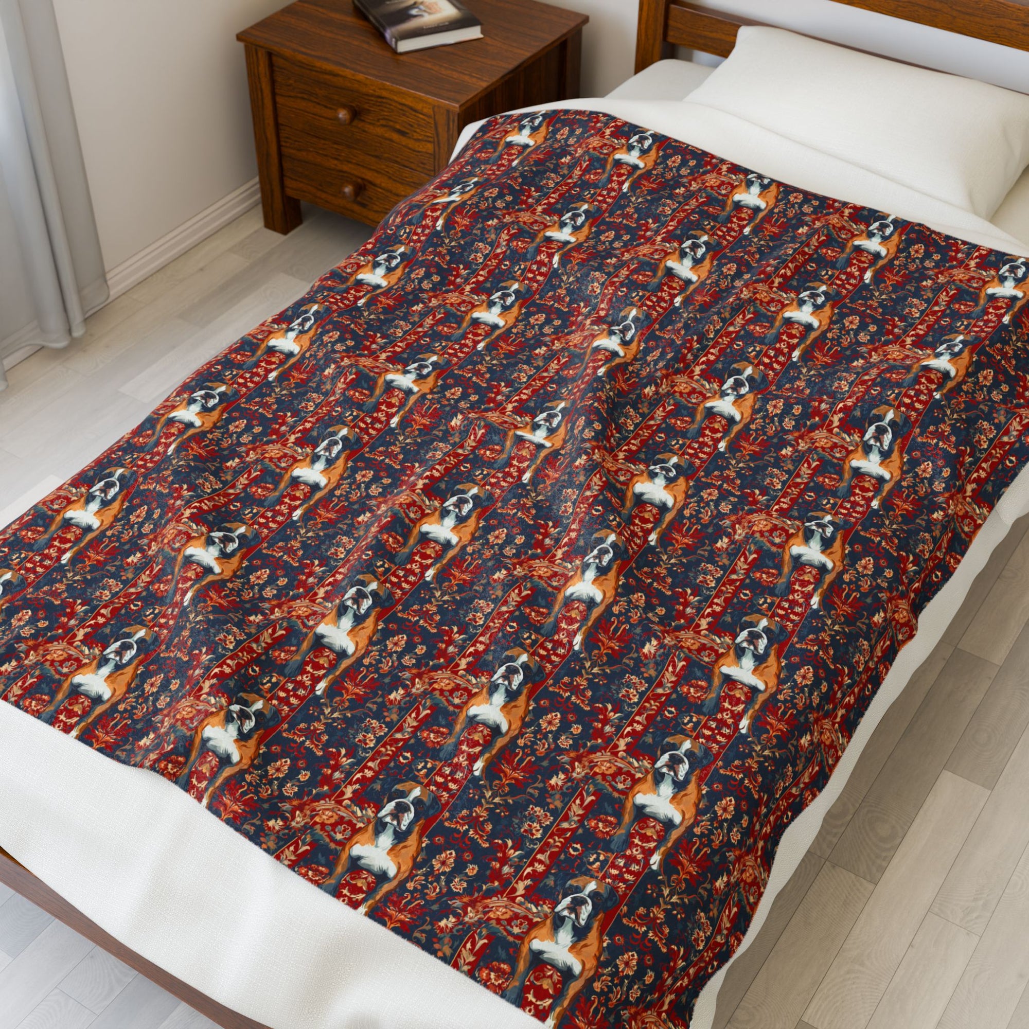 Boxer Blossom Tapestry Delight Velveteen Plush Blanket