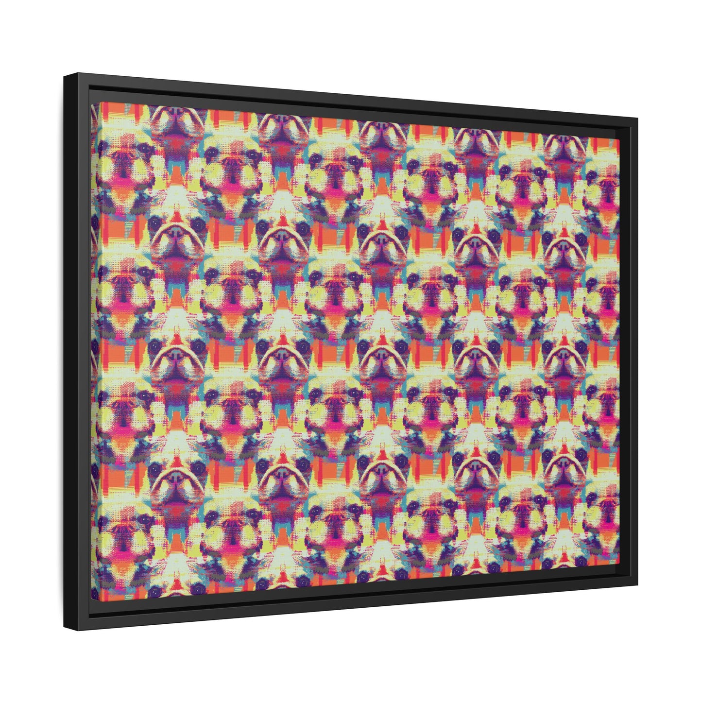 Glitchy Bulldog Blitz Matte Canvas, Framed