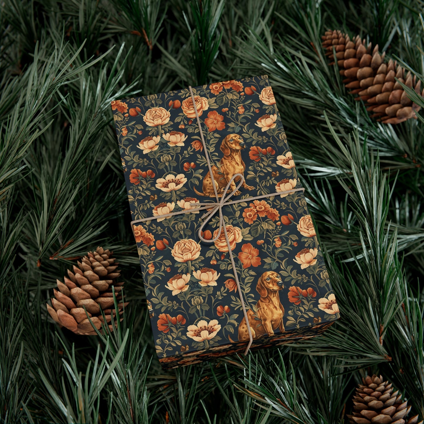 Dazzling Dachsund Blossoms & Foliage Gift Wrap Papers