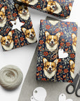 Floofy Corgi Blossom Blast Gift Wrap Papers