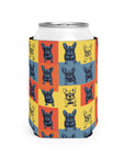 Frenchie Pop Art Pawfection Grid Can Cooler Sleeve