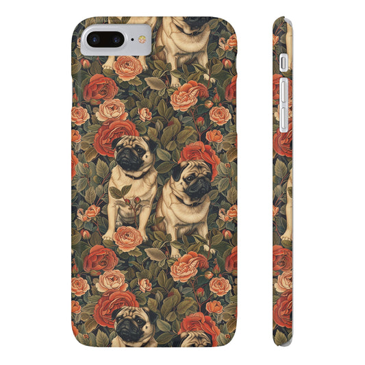 Blooming Pug Paradise Slim Phone Cases