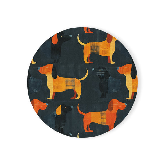 Dapper Dachshund Noir Glow Cork Back Coaster