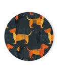 Dapper Dachshund Noir Glow Cork Back Coaster