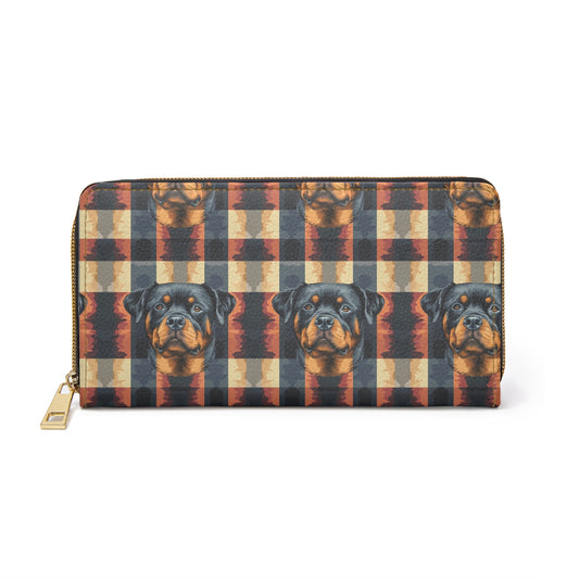 Pawsome Rottweiler Royalty Plaid Zipper Wallet