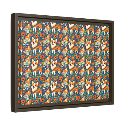 Corgi Carnival Couture Matte Canvas, Framed