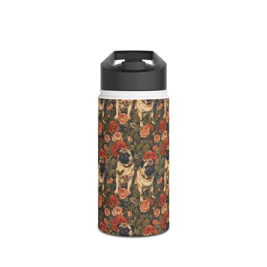 Blooming Pug Paradise Stainless Steel Water Bottle