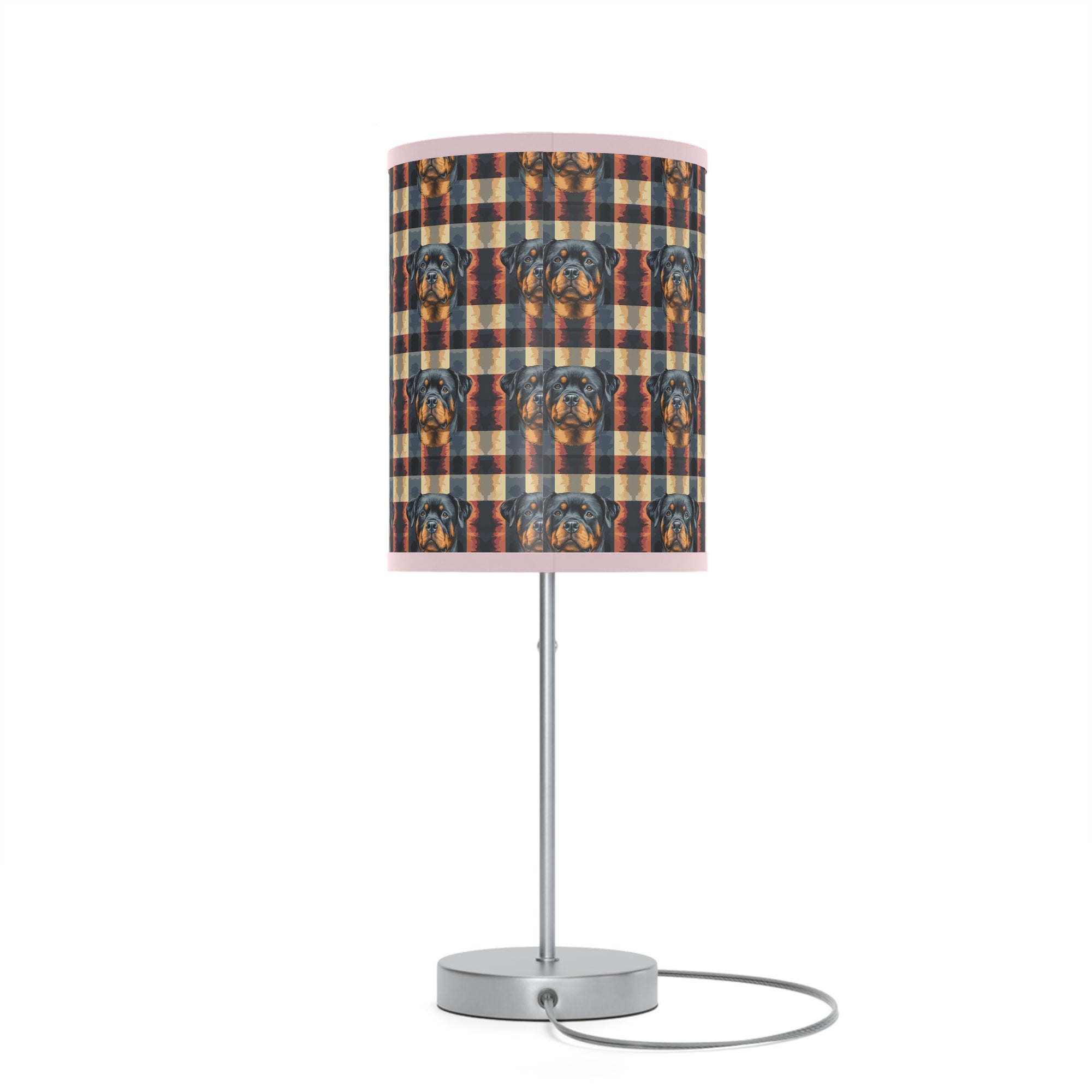 Pawsome Rottweiler Royalty Plaid Lamp on a Stand