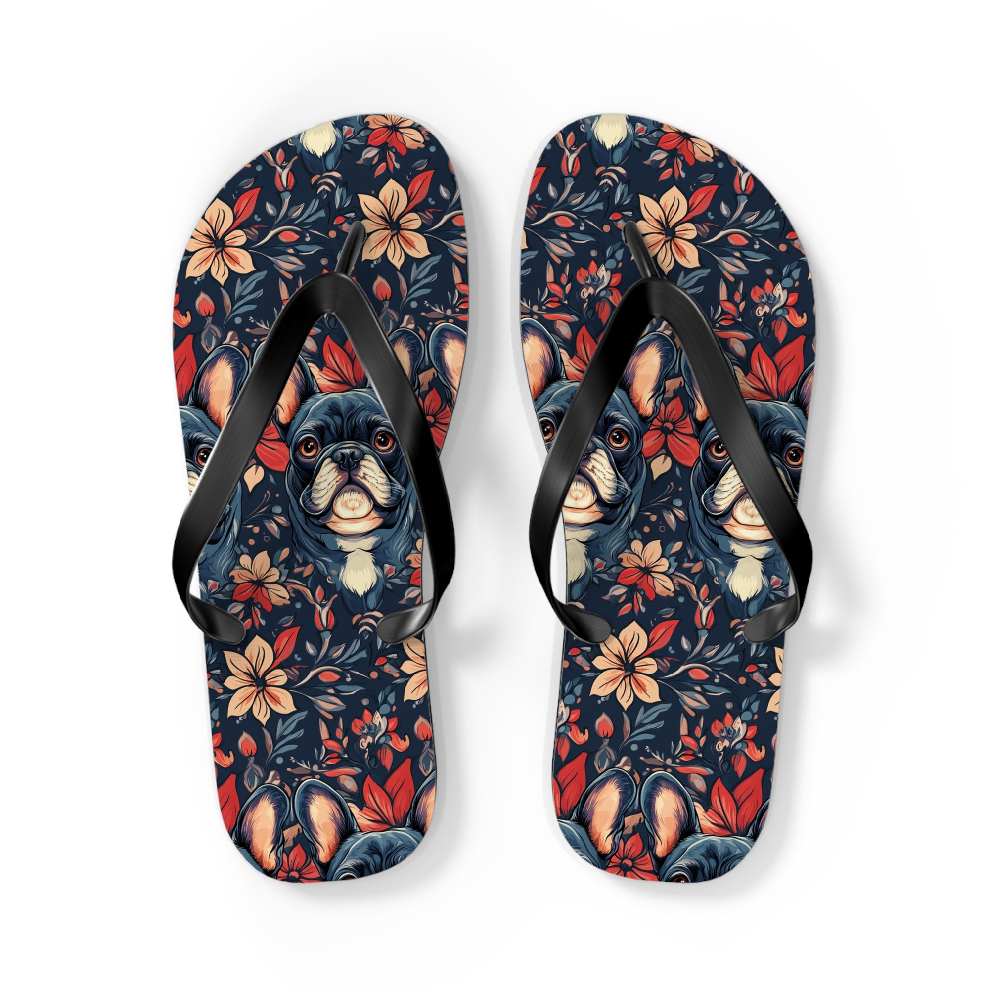 Gothic Rose Bulldog Noir Enchantment Flip Flops