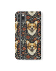 Floofy Corgi Blossom Blast Flip Cases