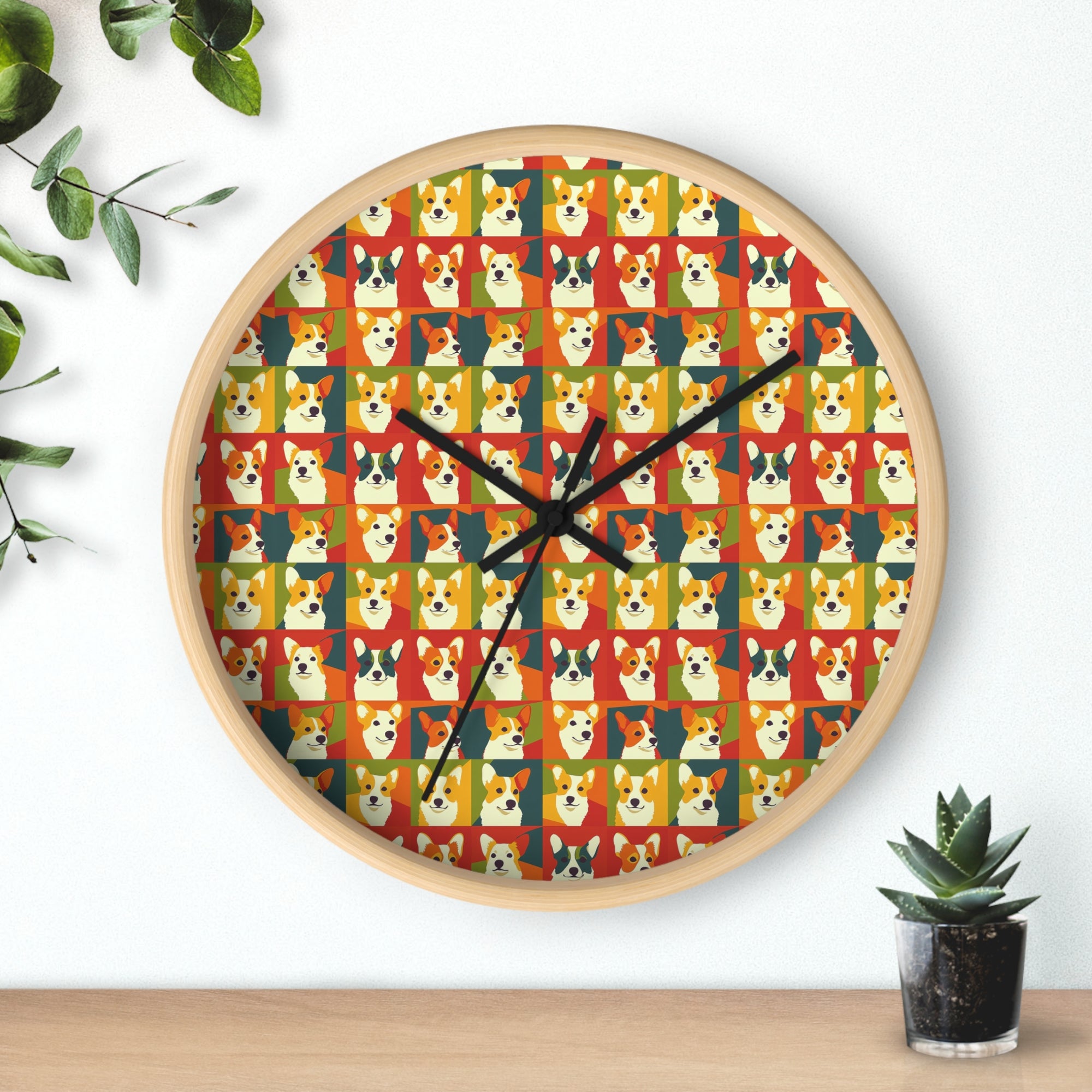 Corgi Chic Popart Pup Wall Clock