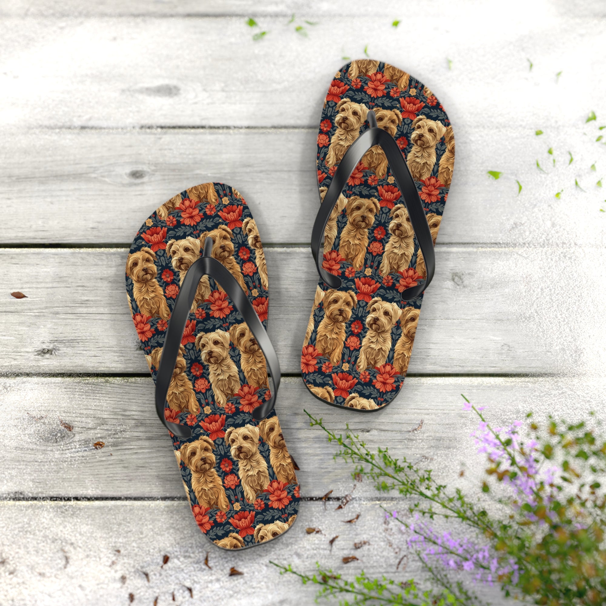 Yorkie Charm Twins Flip Flops