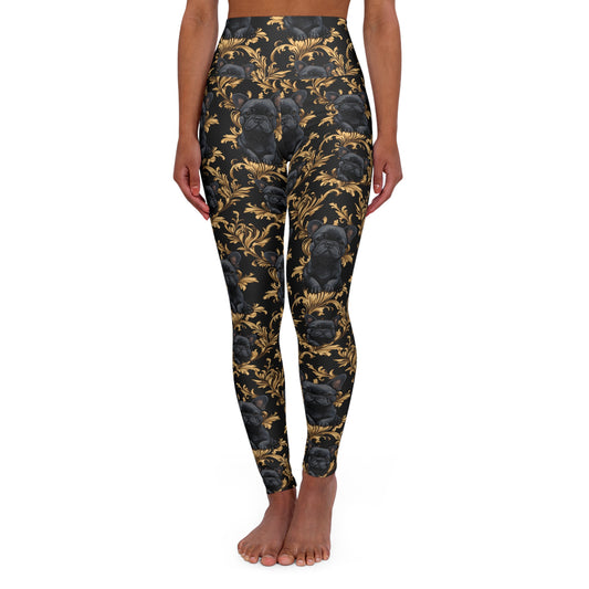 Regal Frenchie Noir Elegance High Waisted Yoga Leggings