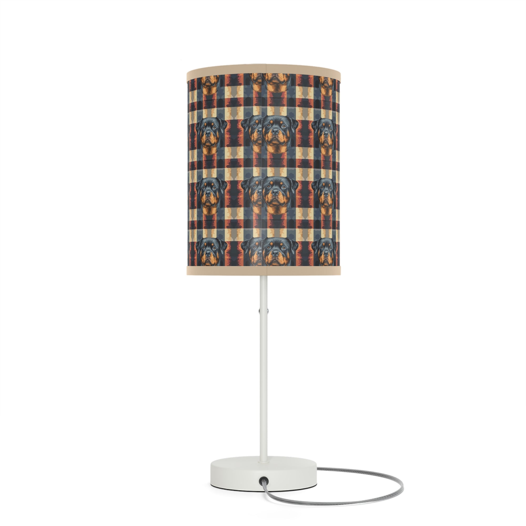 Pawsome Rottweiler Royalty Plaid Lamp on a Stand