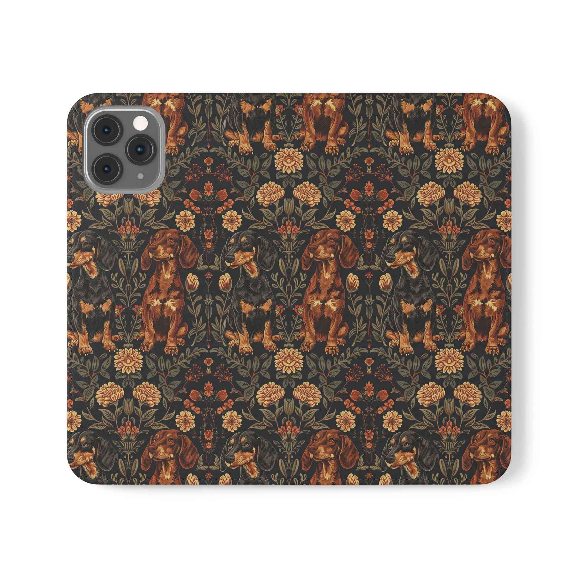 Dapper Dachshund Embroidery Elegance Flip Cases