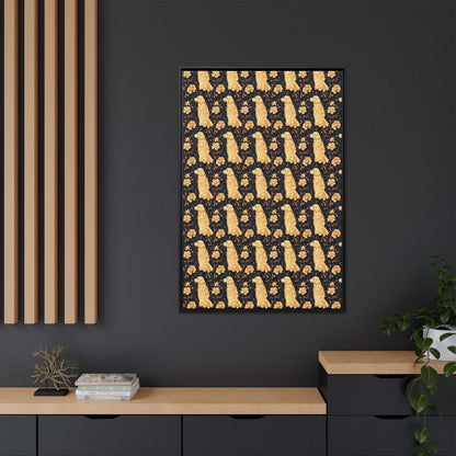 Golden Paws Floral Frenchie Matte Canvas, Framed