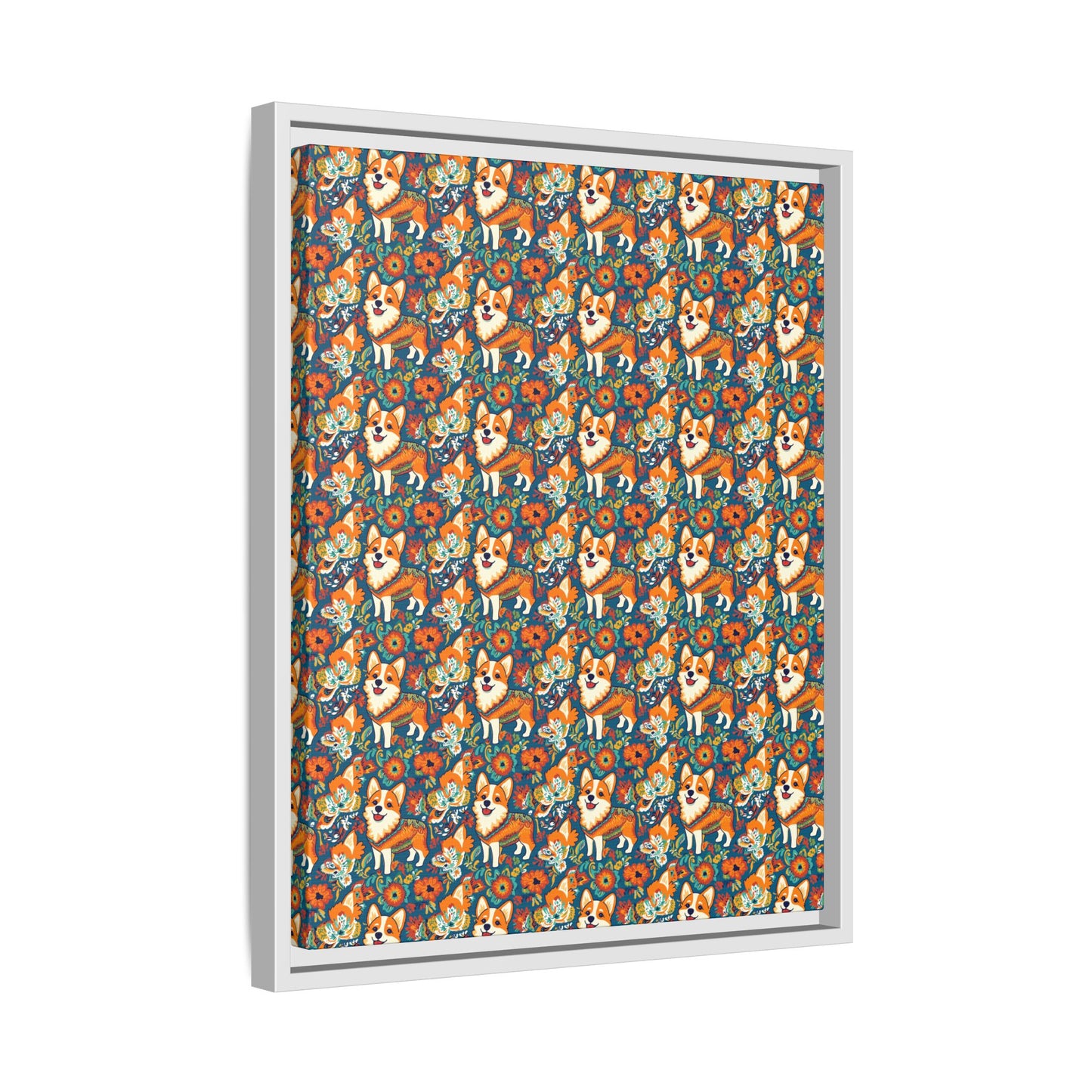 Corgi Carnival Couture Matte Canvas, Framed