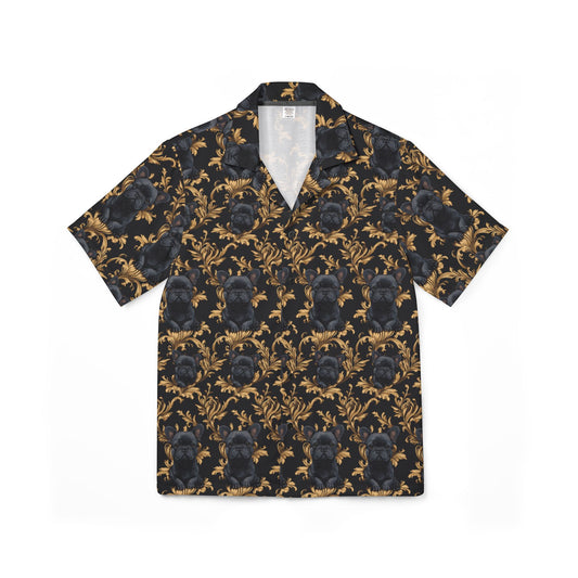 Regal Frenchie Noir Elegance Men's Hawaiian Camp Shirt