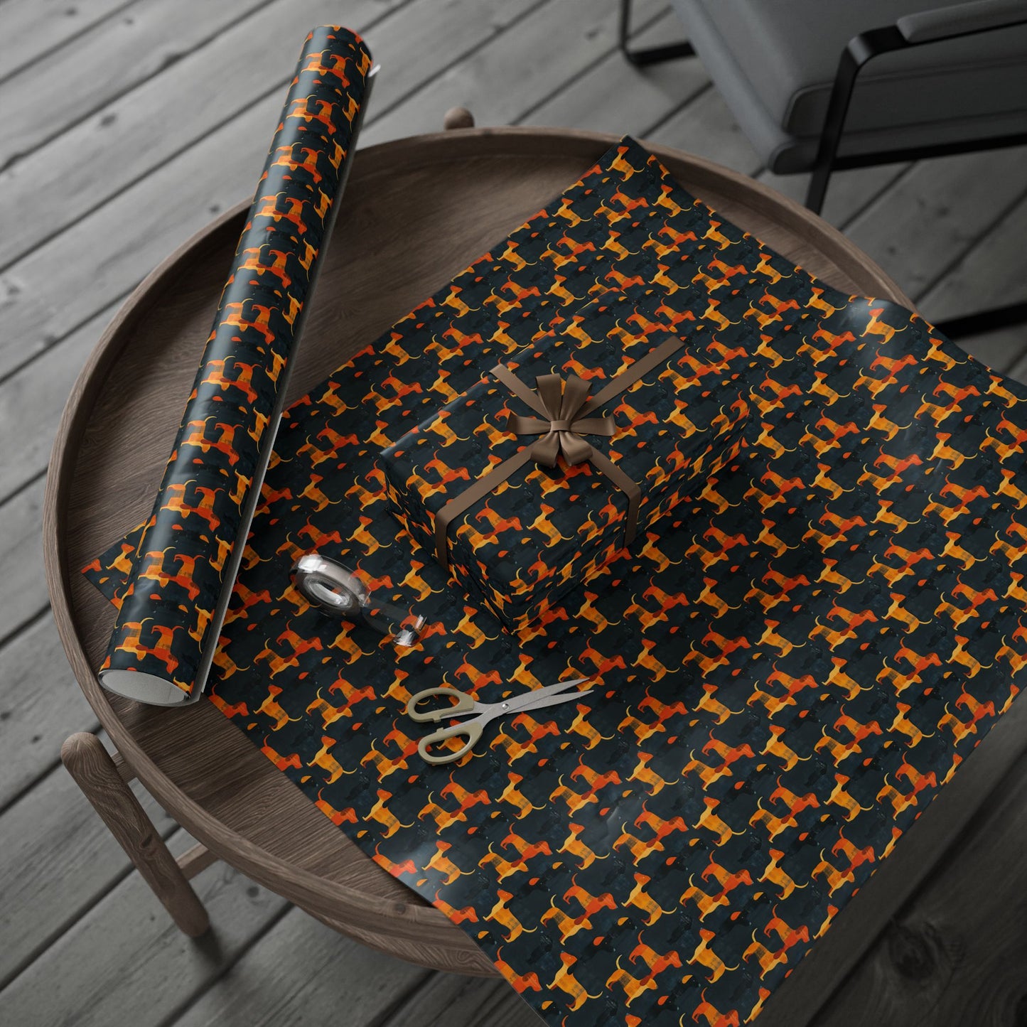 Dapper Dachshund Noir Glow Wrapping Paper