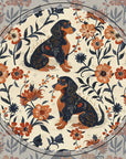 Blossoming Dachshunds Delight Ceramic Coaster