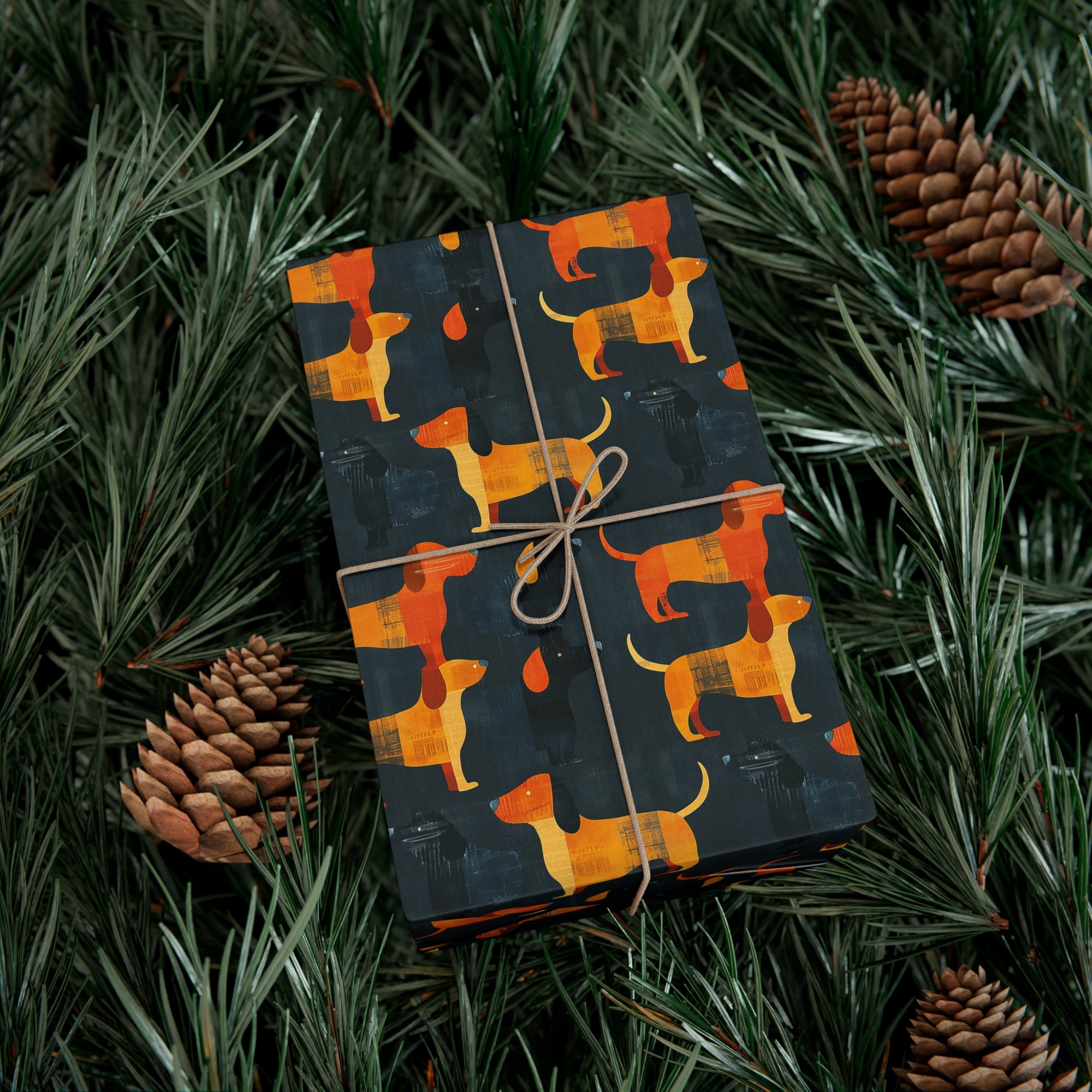 Dapper Dachshund Noir Glow Gift Wrap Papers