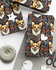 Floofy Corgi Blossom Blast Gift Wrap Papers