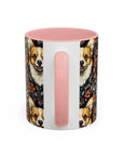 Floofy Corgi Blossom Blast Accent Coffee Mug