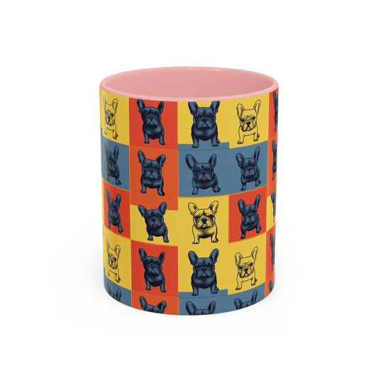 Frenchie Pop Art Pawfection Grid Accent Coffee Mug