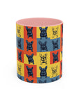 Frenchie Pop Art Pawfection Grid Accent Coffee Mug