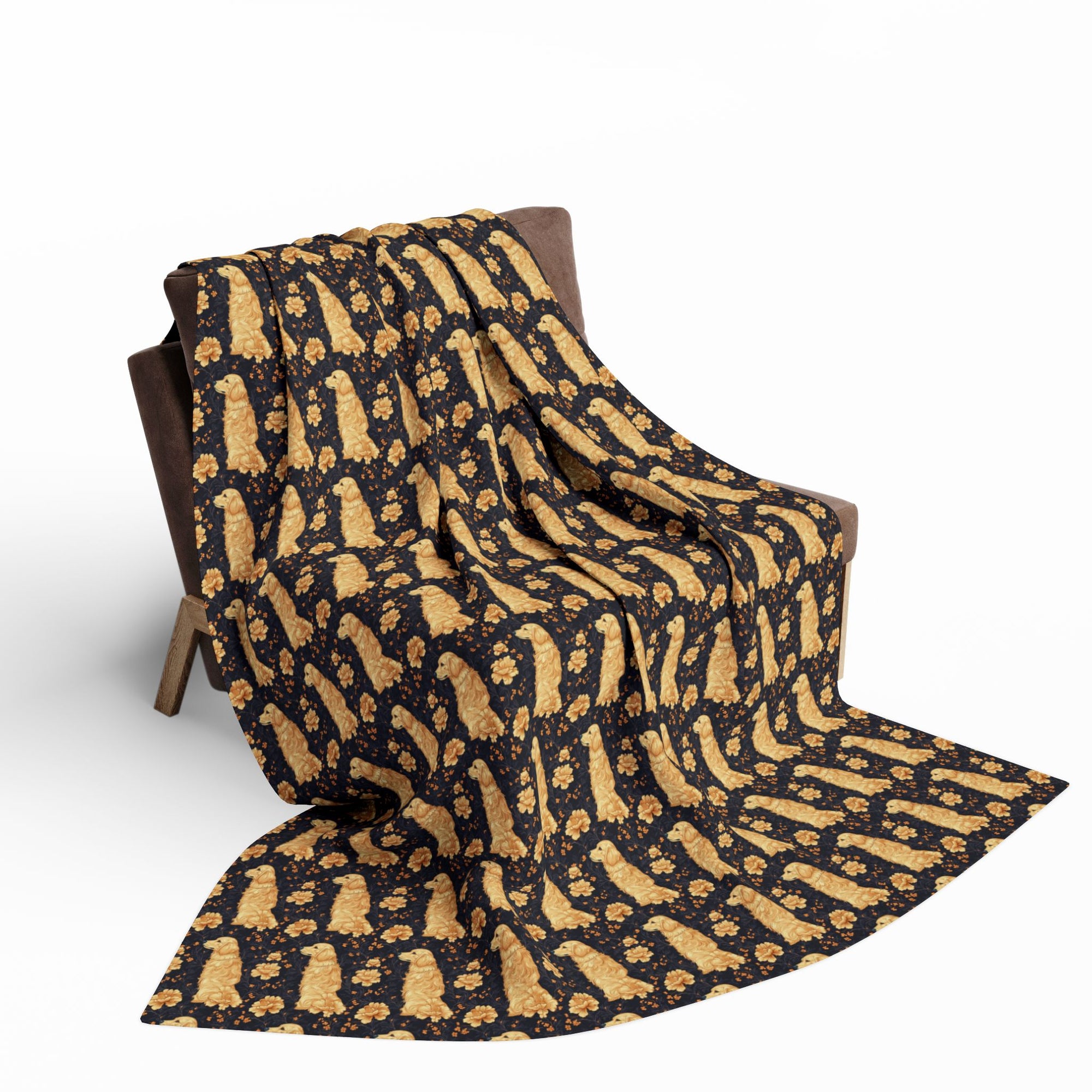 Golden Paws Floral Frenchie Arctic Fleece Blanket