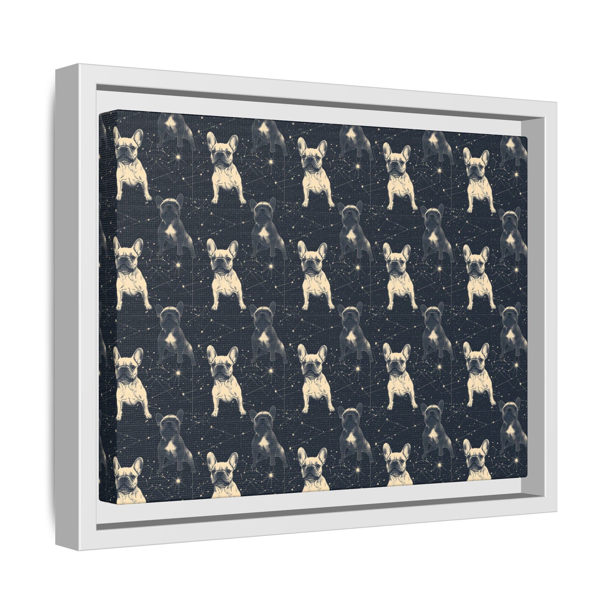 Frenchie Celestial Soar Matte Canvas, Framed