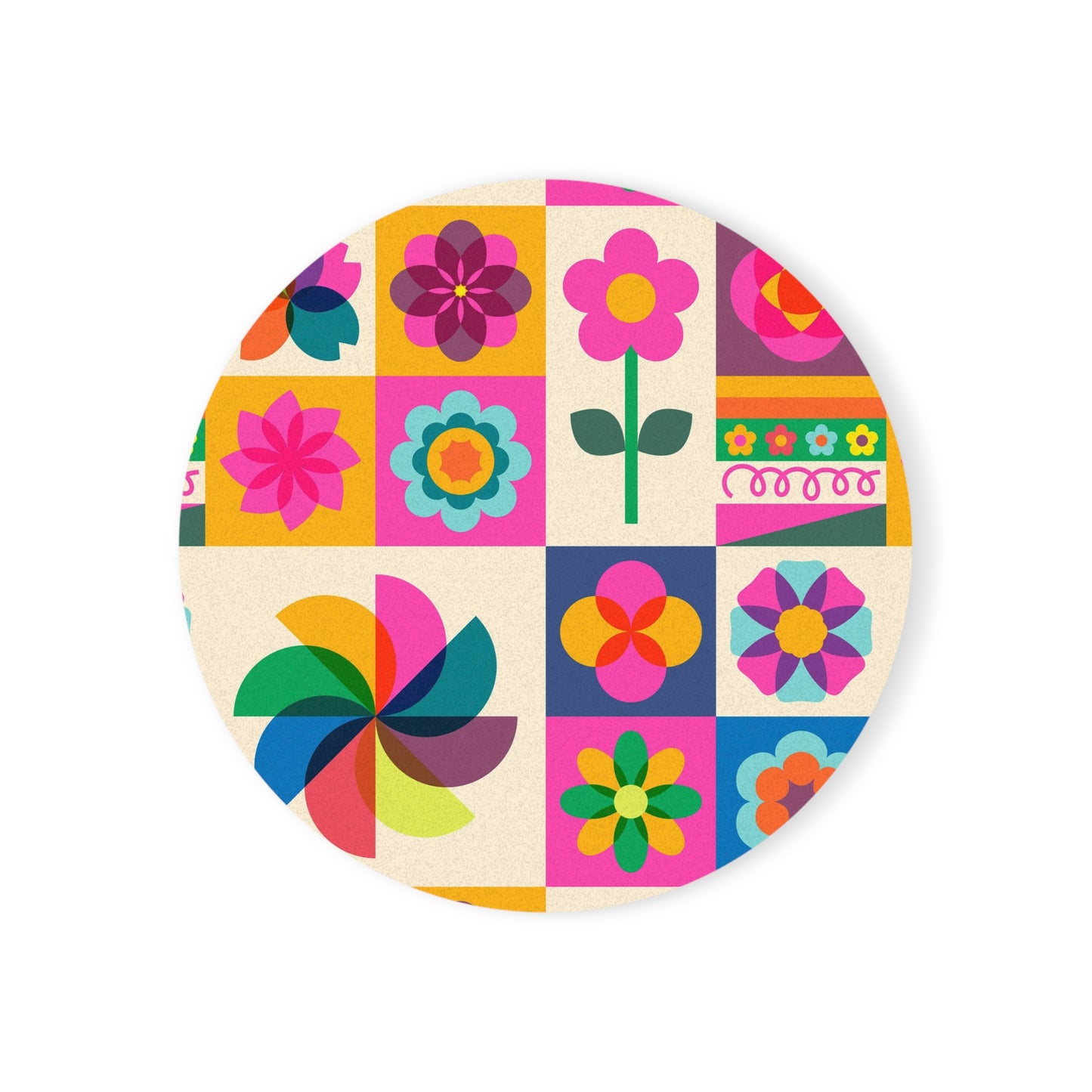 Retro Rhapsody: Colorful Risograph-Inspired Coaster