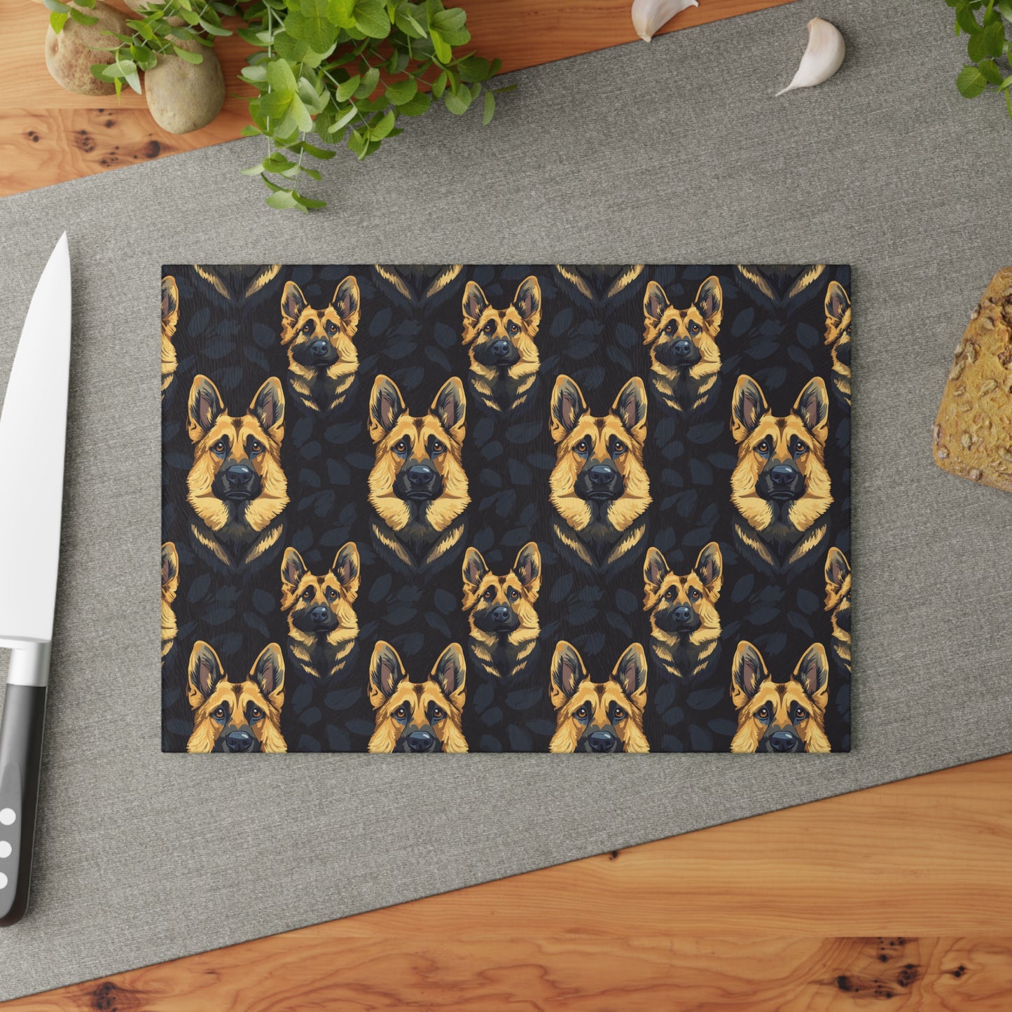 Majestic Hound Couture: German Shepherd LuxeBlend Glass Cutting Board