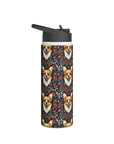 Floofy Corgi Blossom Blast Stainless Steel Water Bottle